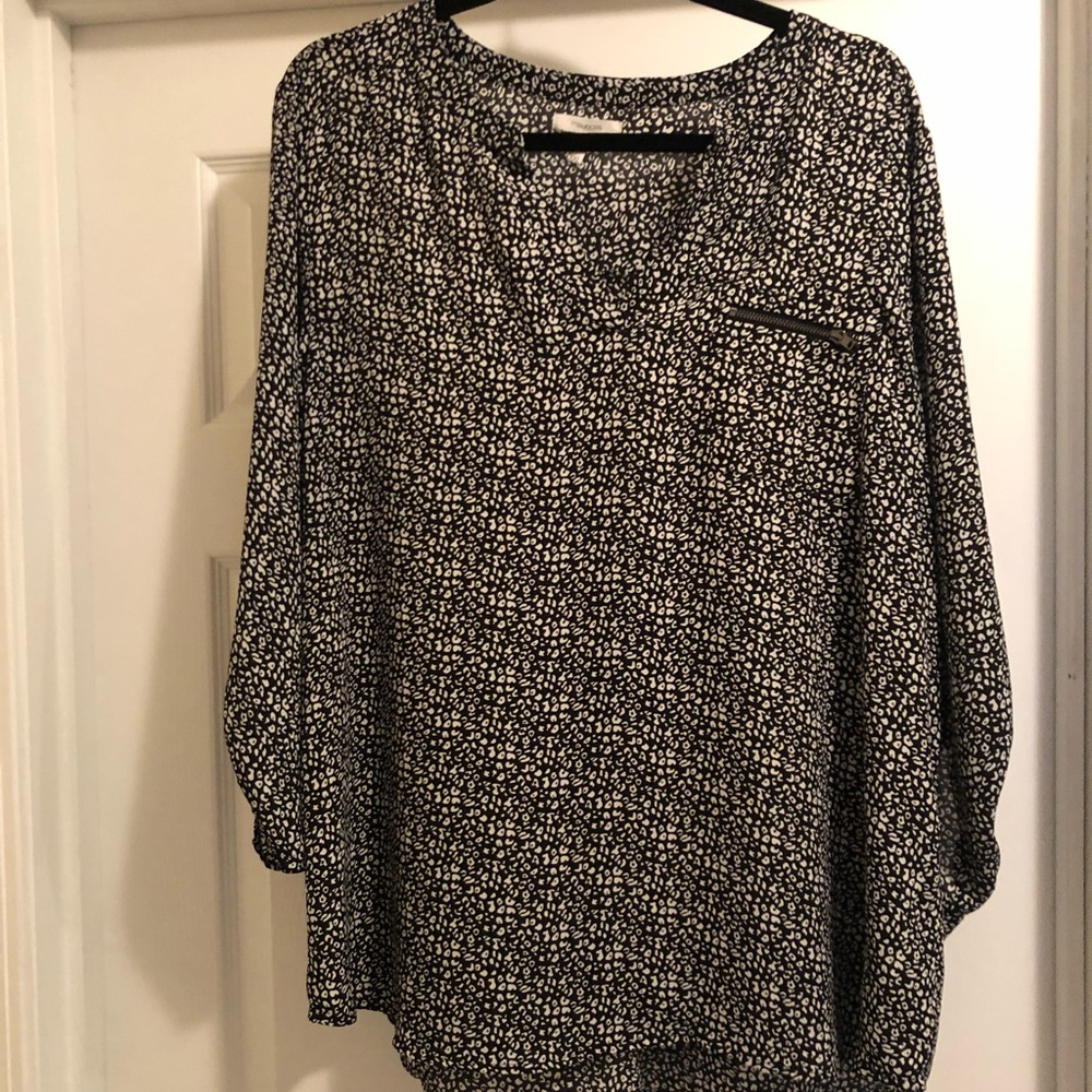 Maurices cheetah print black and white blouse